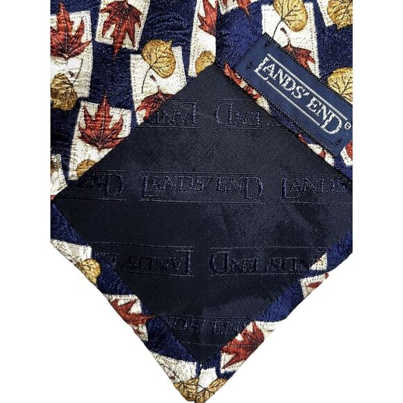 Lands' End Men's Ties Set Of Two 100% Silk Neck Ties Leaf Dot Pattern Multicolor - Picture 5 of 10